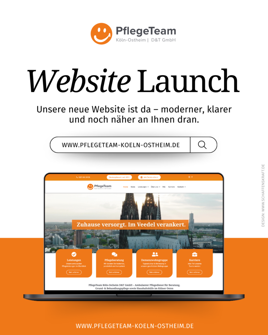 PflegeTeam Köln-Ostheim neue Website gestartet