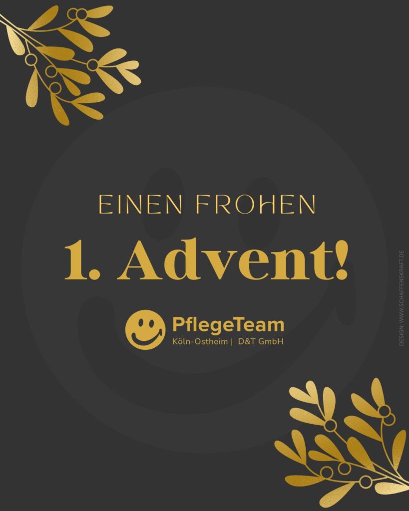 Frohen ersten Advent mit goldenen Zweigen dekoriert.